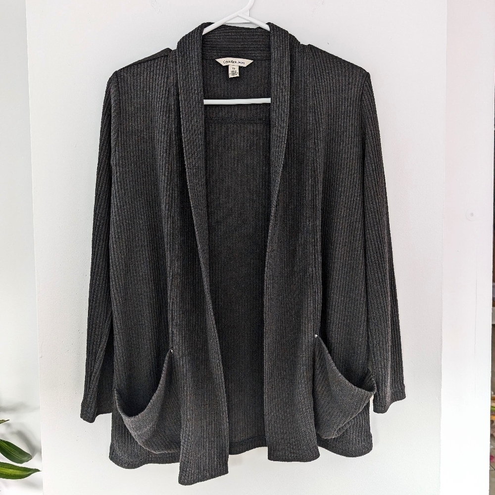 2/15$ Calvin Klein Black Open Front Cardigan